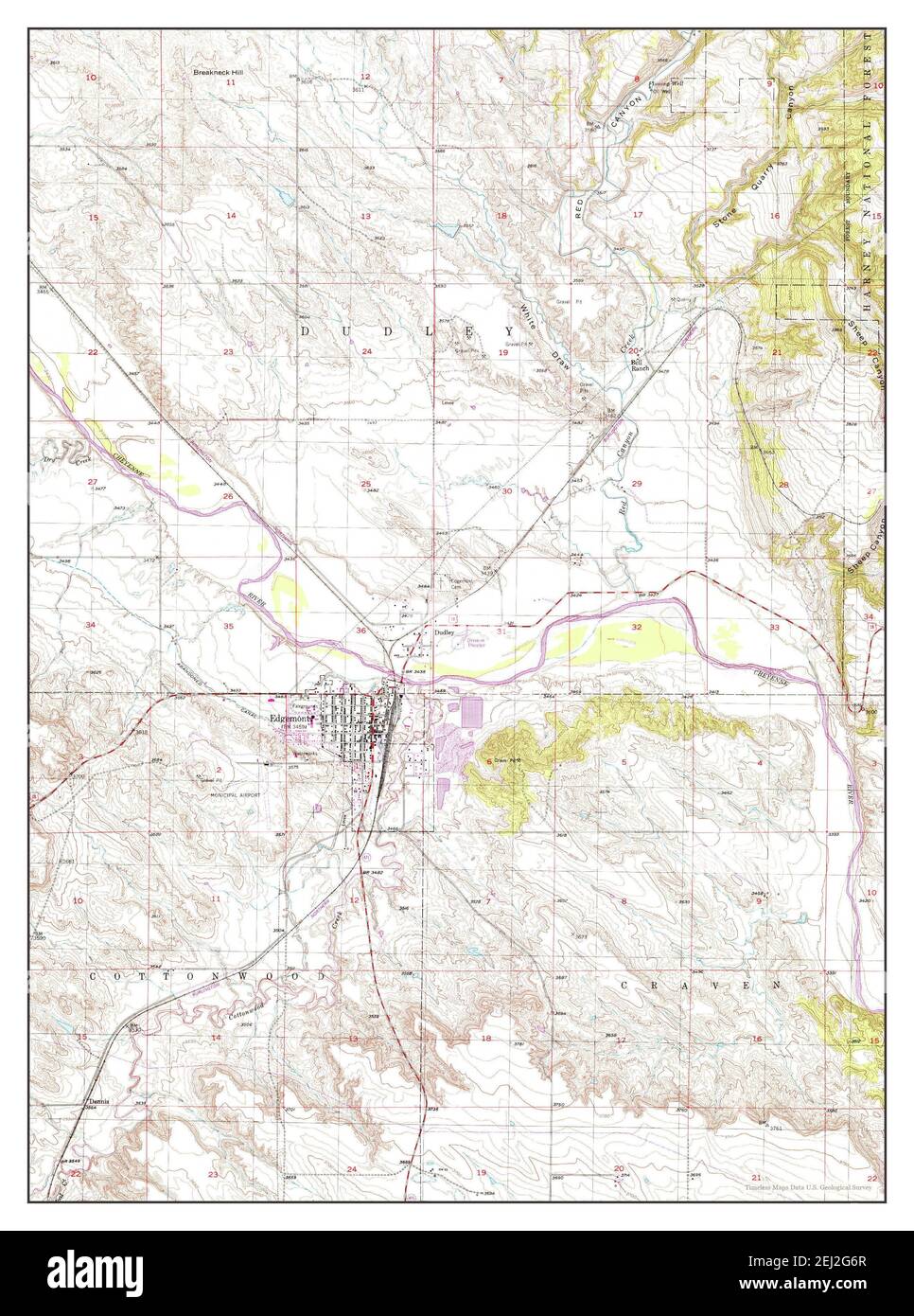 Edgemont, South Dakota, map 1950, 124000, United States of America by
