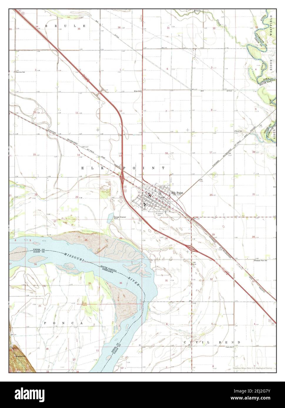 Elk Point, South Dakota, map 1963, 124000, United States of America by