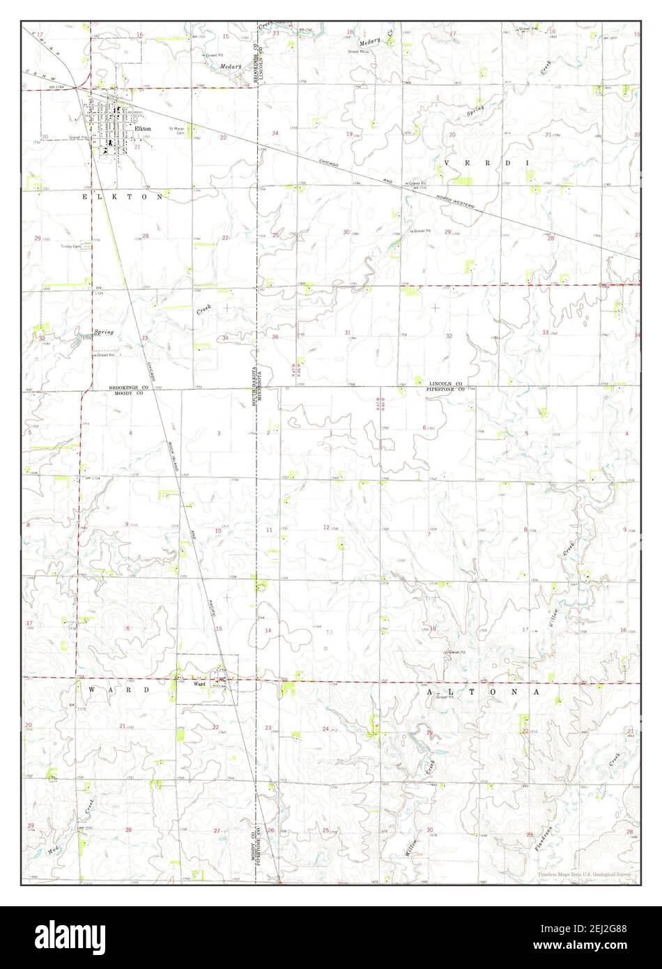 Elkton, South Dakota, map 1967, 124000, United States of America by
