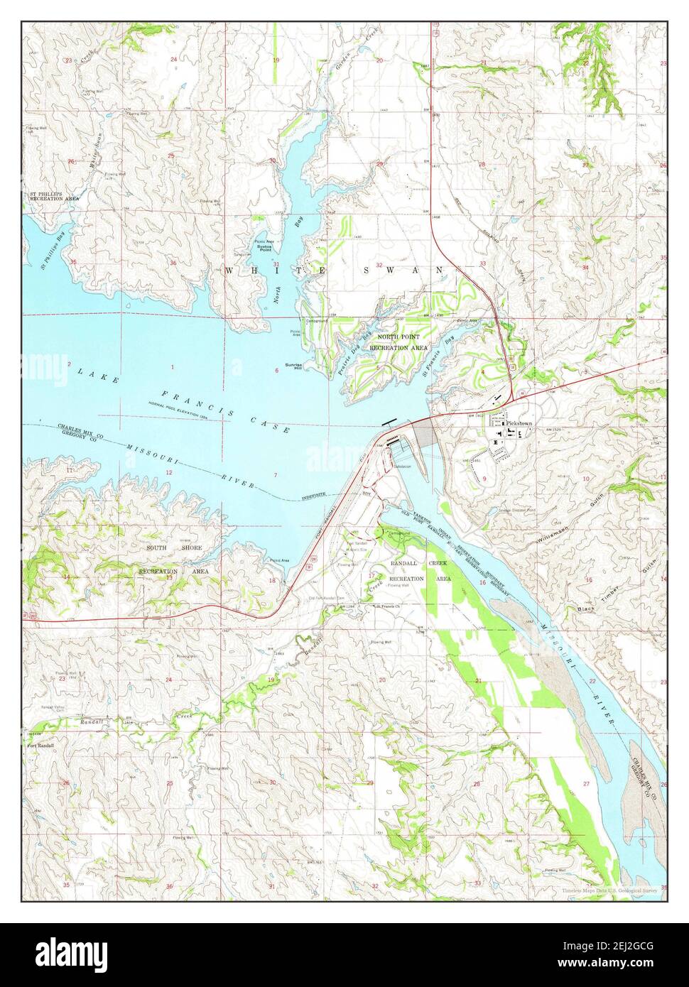 Fort Randall Dam, South Dakota, map 1964, 124000, United States of