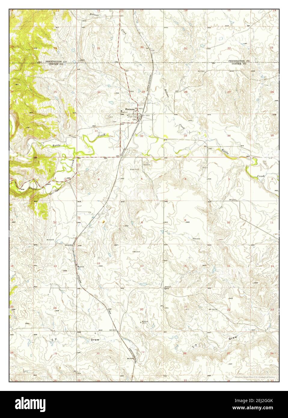 Hermosa, South Dakota, map 1953, 124000, United States of America by