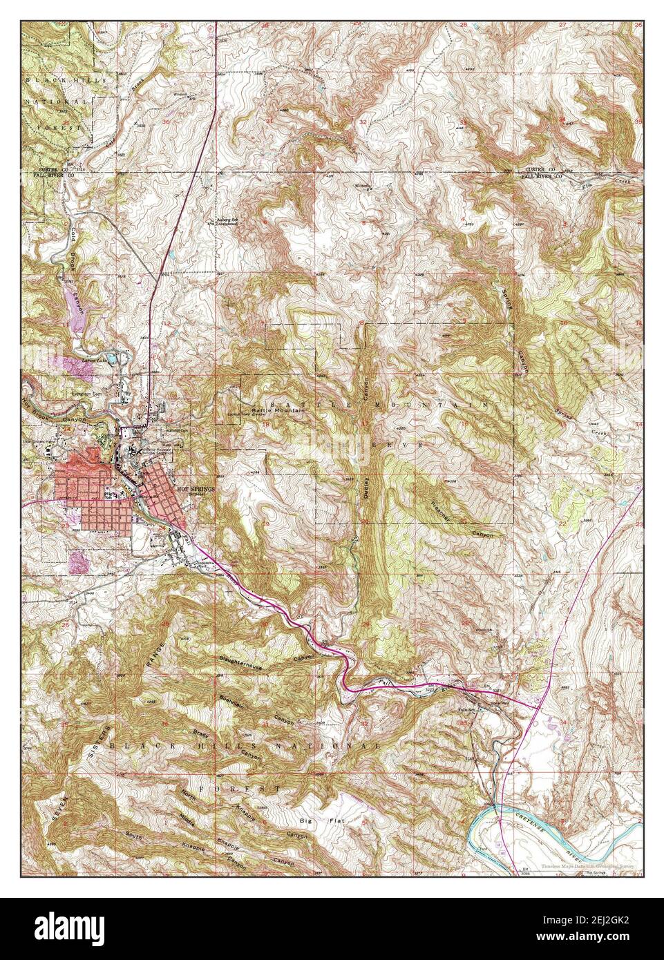 Hot Springs South Dakota Map 1950 124000 United States Of America By Timeless Maps Data U 9921