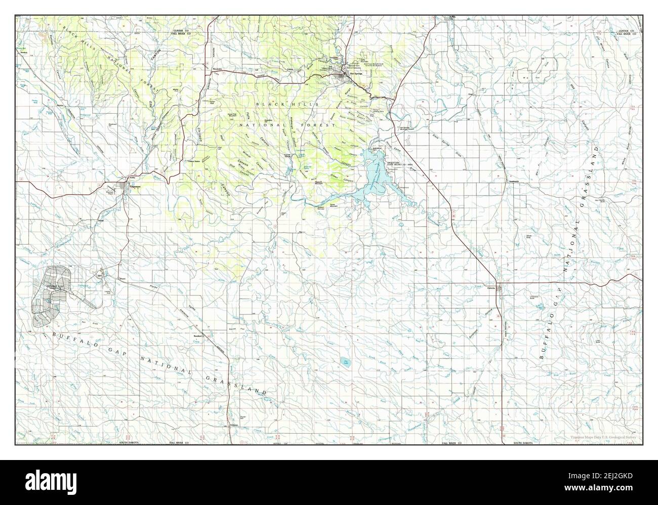 Hot Springs, South Dakota, map 1985, 1100000, United States of America