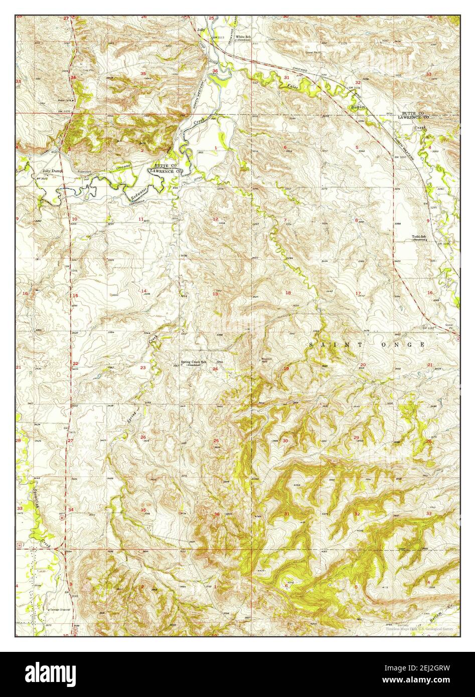 Jolly, South Dakota, map 1954, 124000, United States of America by