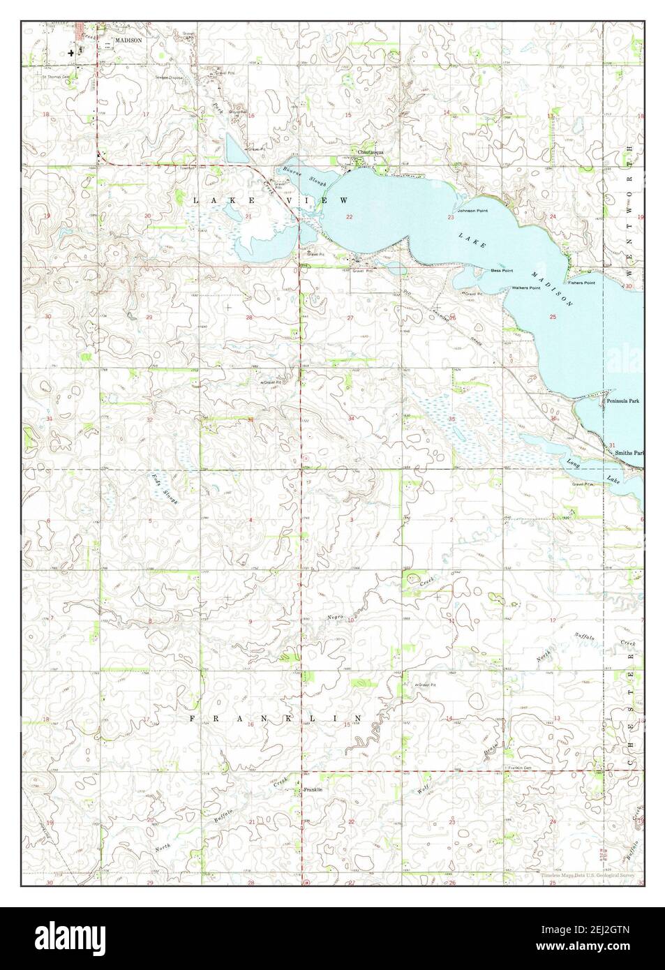 Lake Madison, South Dakota, map 1968, 124000, United States of America