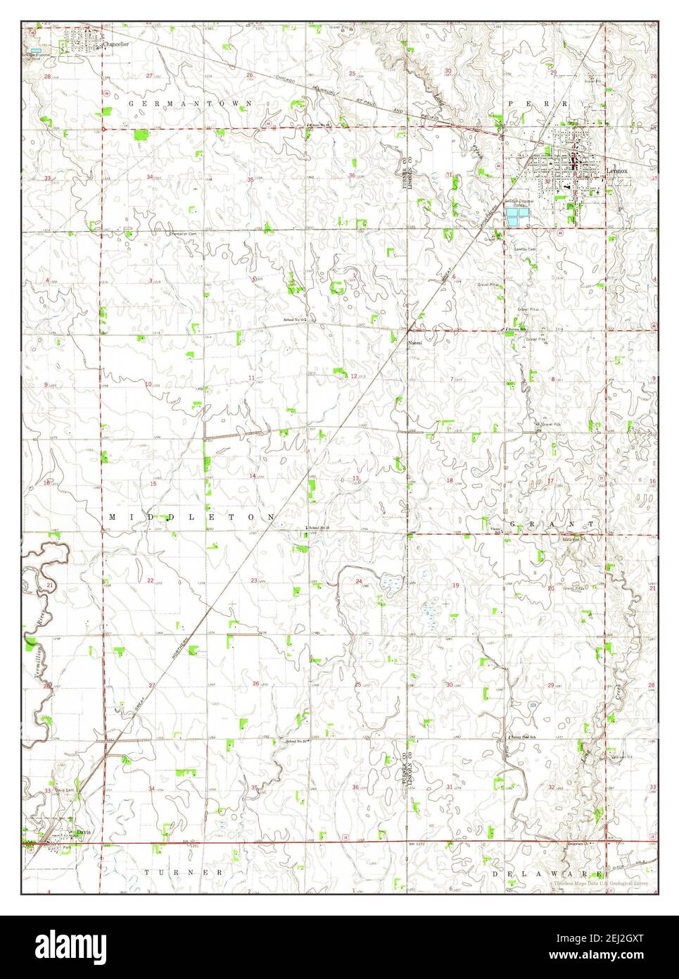 Lennox, South Dakota, map 1964, 124000, United States of America by
