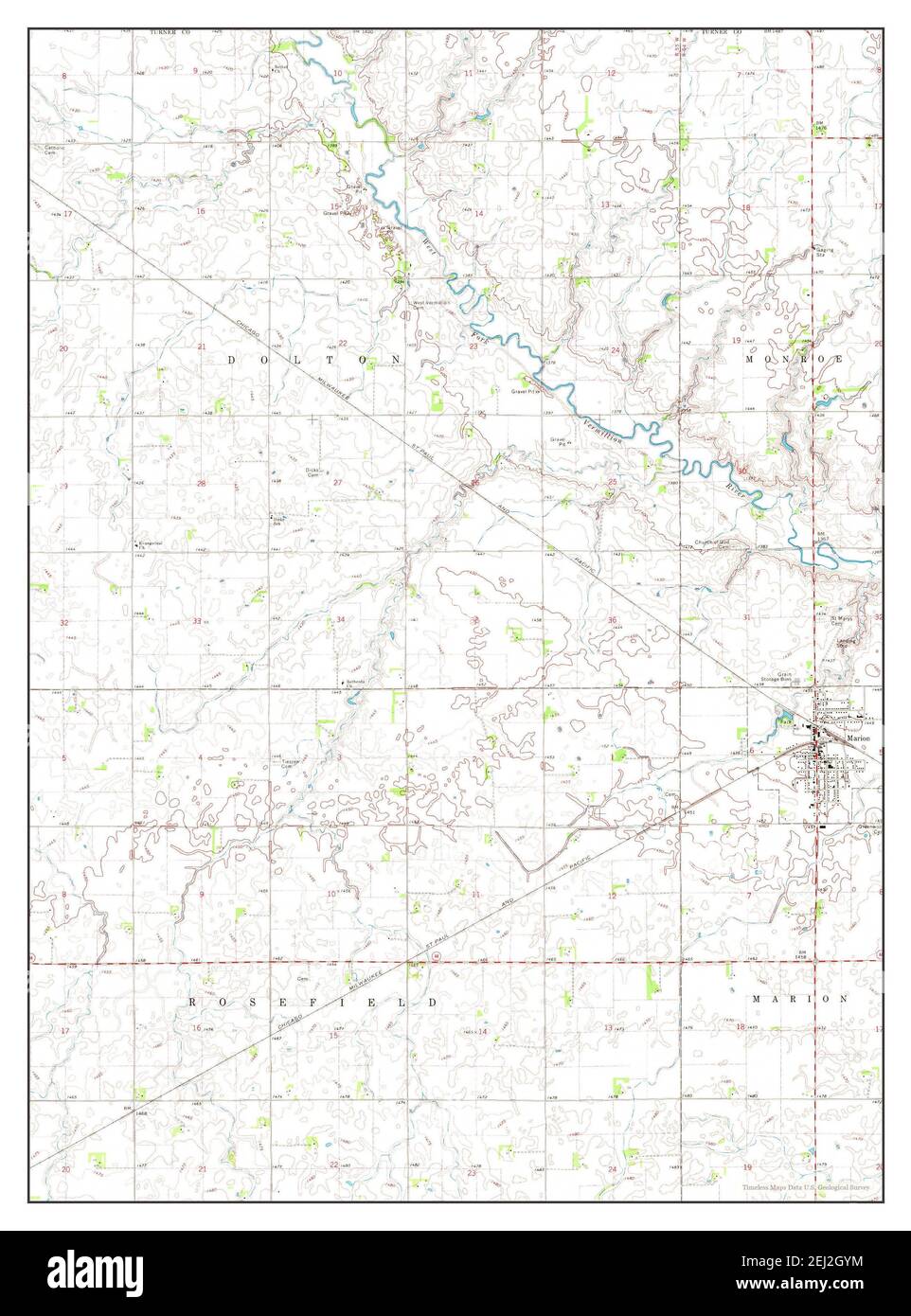 Marion, South Dakota, map 1970, 1:24000, United States of America by Timeless Maps, data U.S. Geological Survey Stock Photo