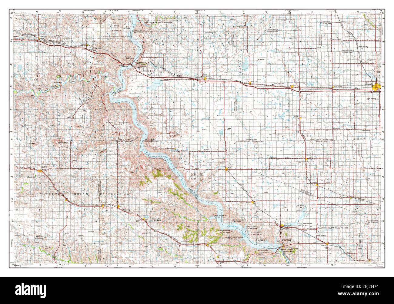 Mitchell, South Dakota, map 1955, 1:250000, United States of America by 
