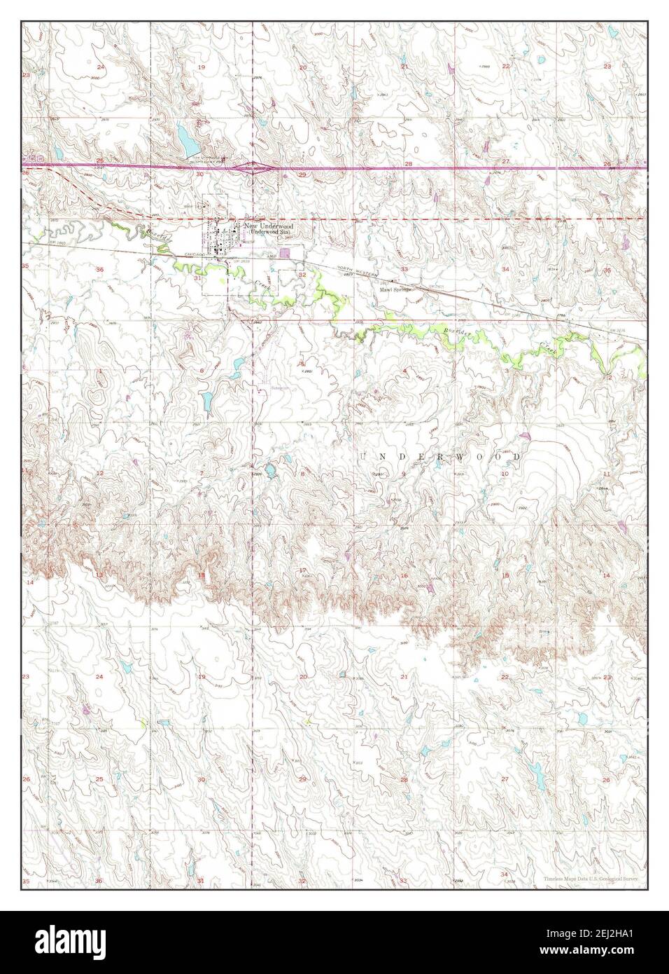 New Underwood, South Dakota, map 1953, 124000, United States of