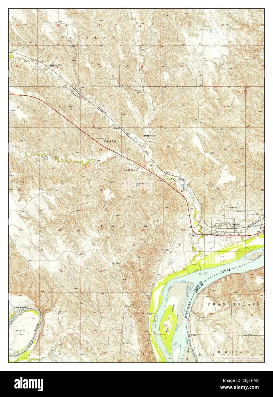 South Dakota, map 1952, 124000, United States of America by
