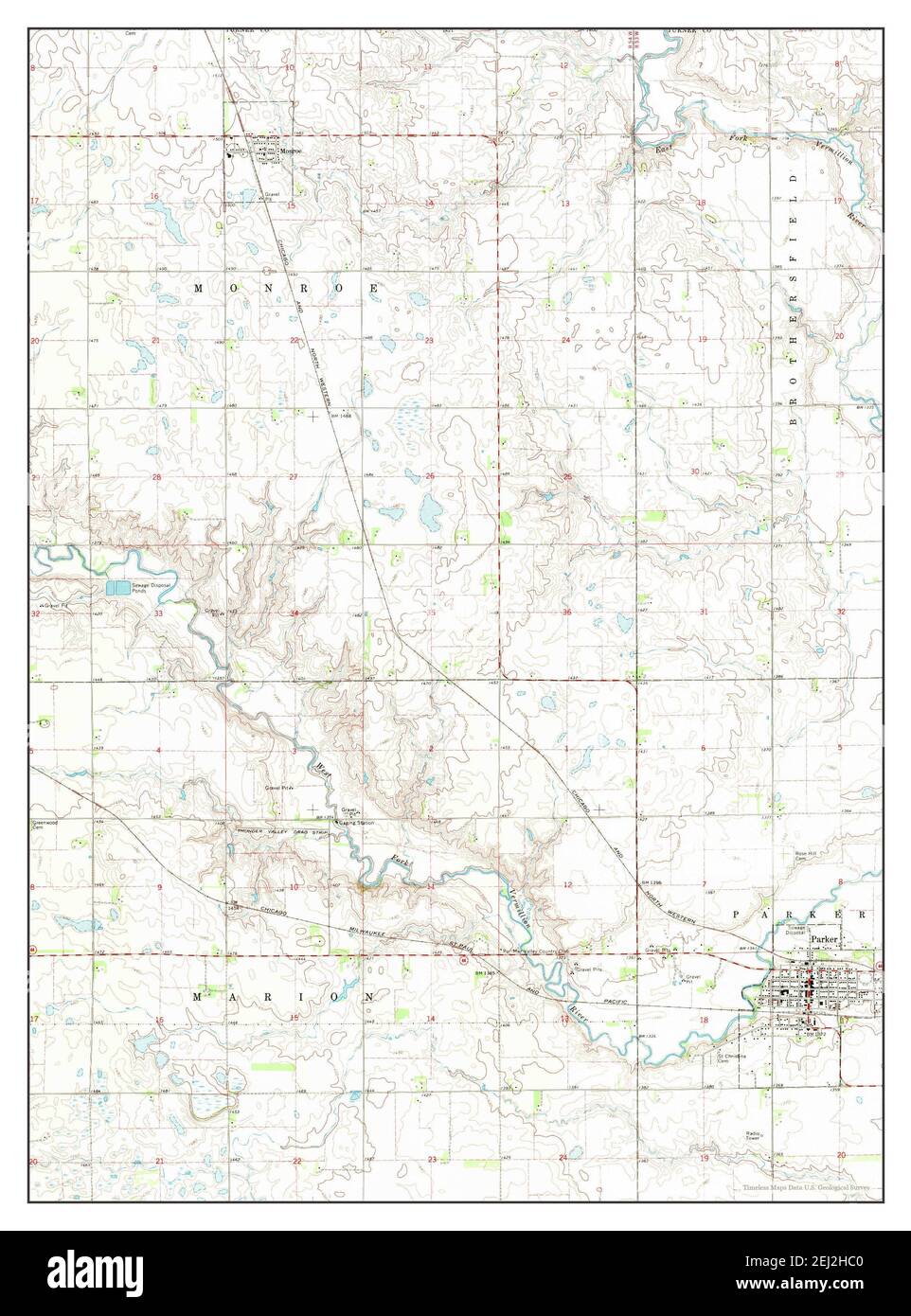 Parker, South Dakota, map 1968, 124000, United States of America by Timeless Maps, data U.S