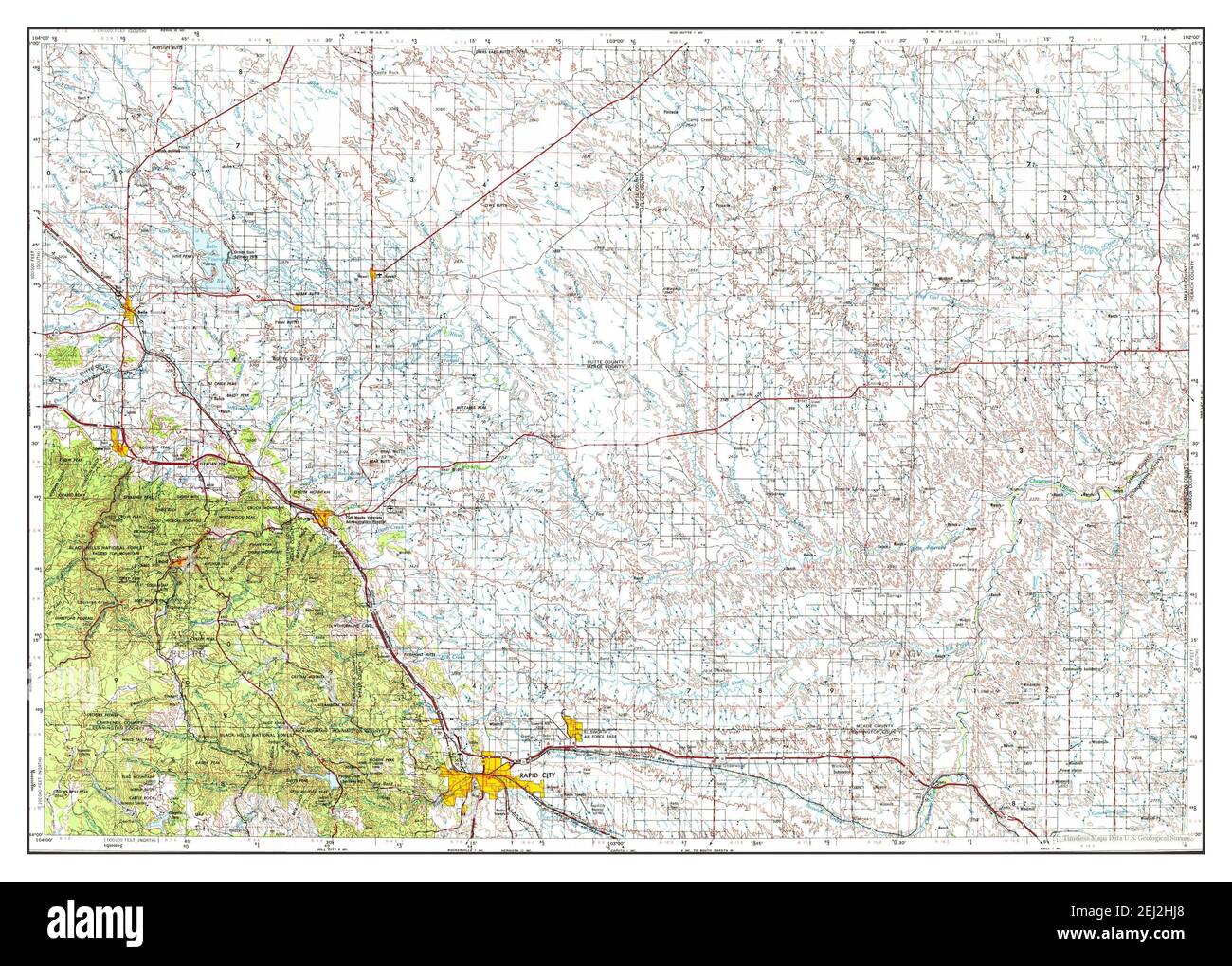 Rapid City, South Dakota, map 1953, 1:250000, United States of America ...