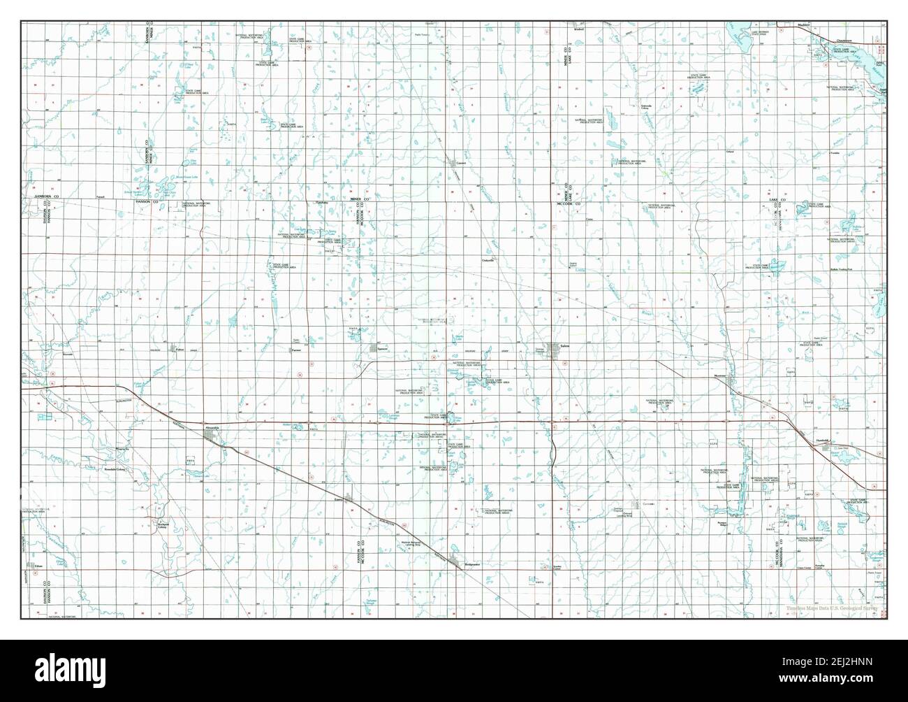 Salem, South Dakota, map 1985, 1100000, United States of America by