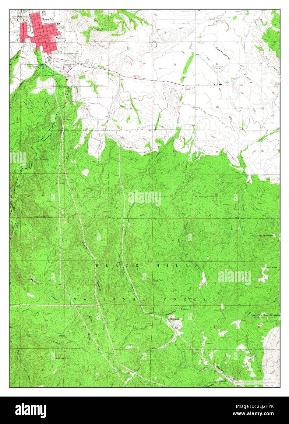 Spearfish, South Dakota, map 1961, 1:24000, United States of America by Timeless Maps, data U.S. Geological Survey Stock Photo