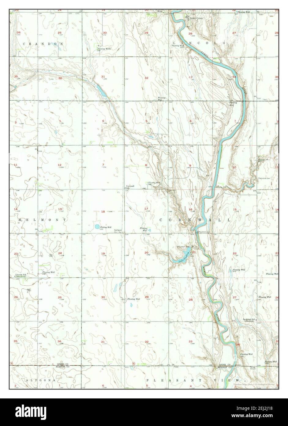 Spink Colony, South Dakota, map 1956, 124000, United States of America