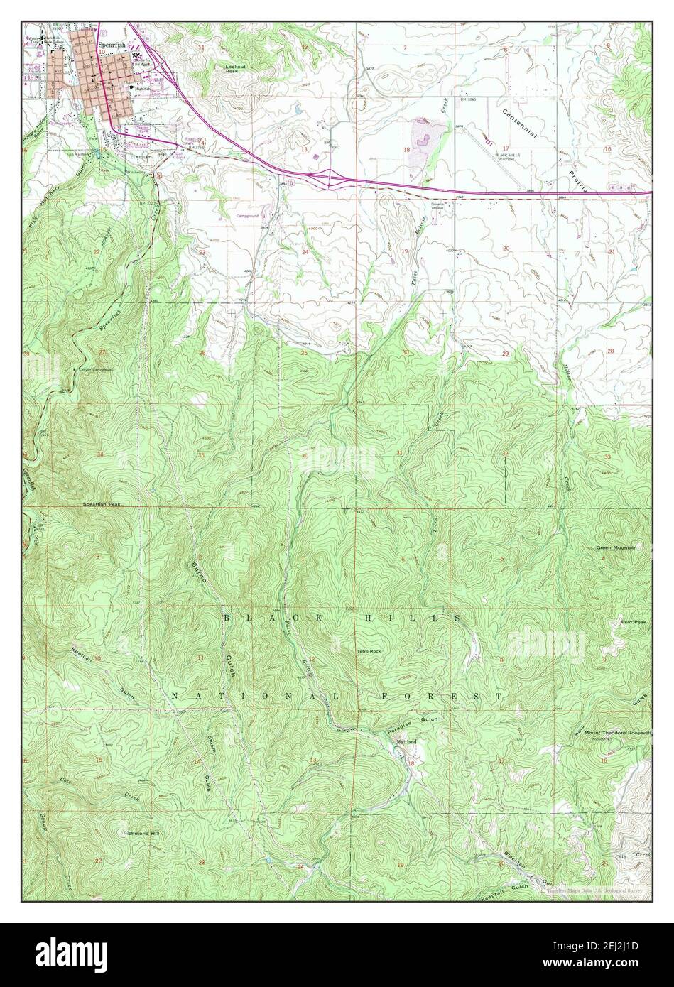 Spearfish, South Dakota, map 1961, 1:24000, United States of America by Timeless Maps, data U.S. Geological Survey Stock Photo