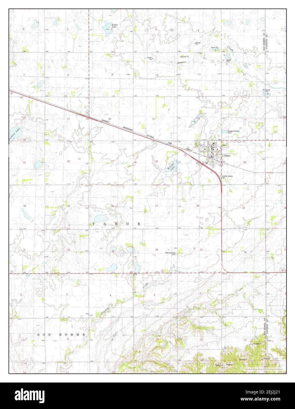 Tabor, South Dakota, map 1978, 124000, United States of America by