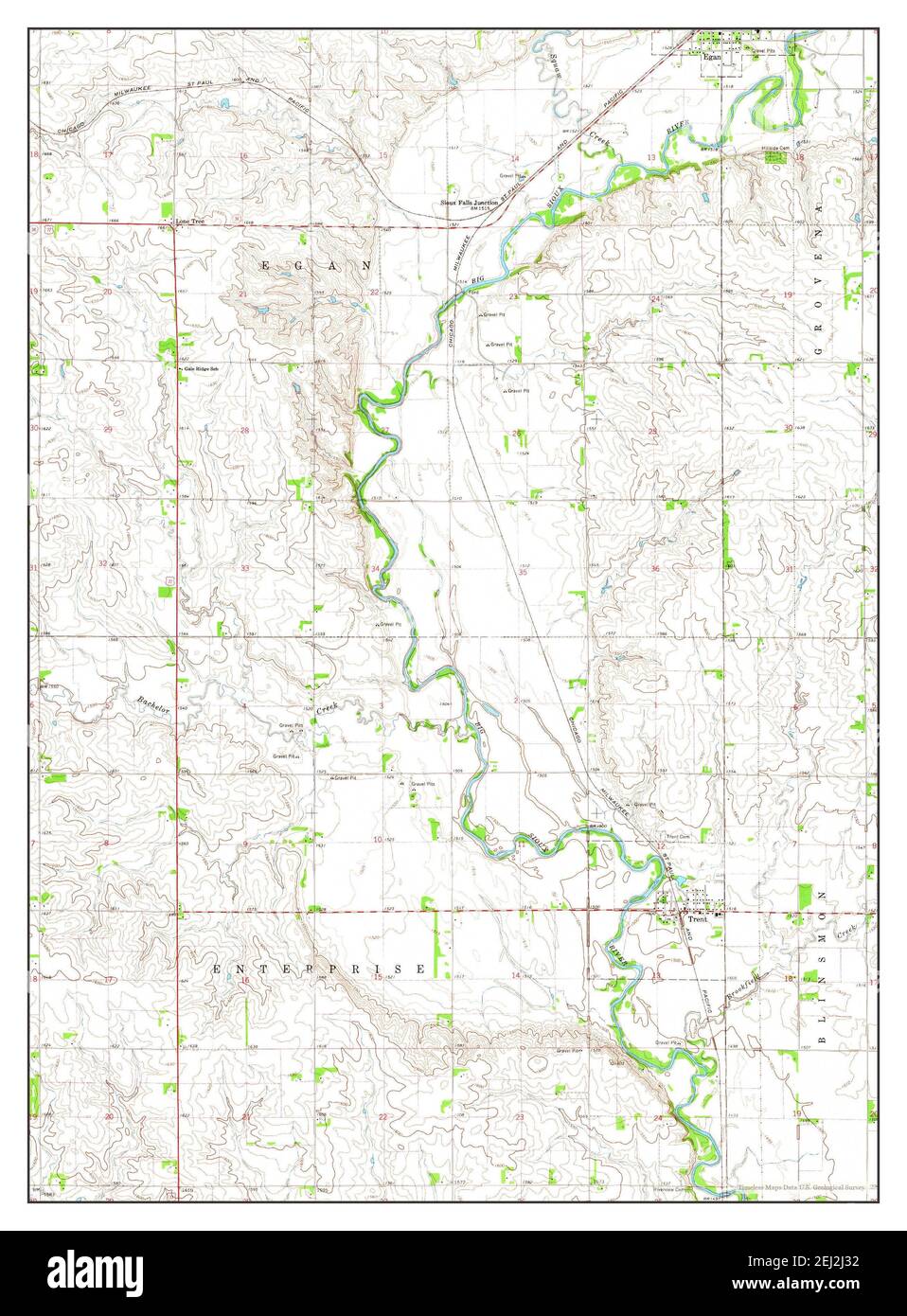 Trent, South Dakota, map 1963, 124000, United States of America by