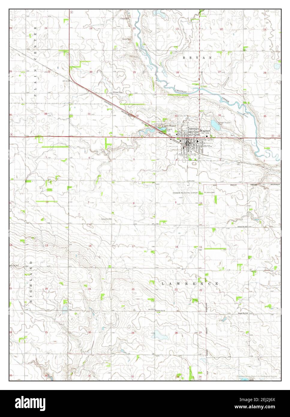 Wagner, South Dakota, map 1964, 124000, United States of America by