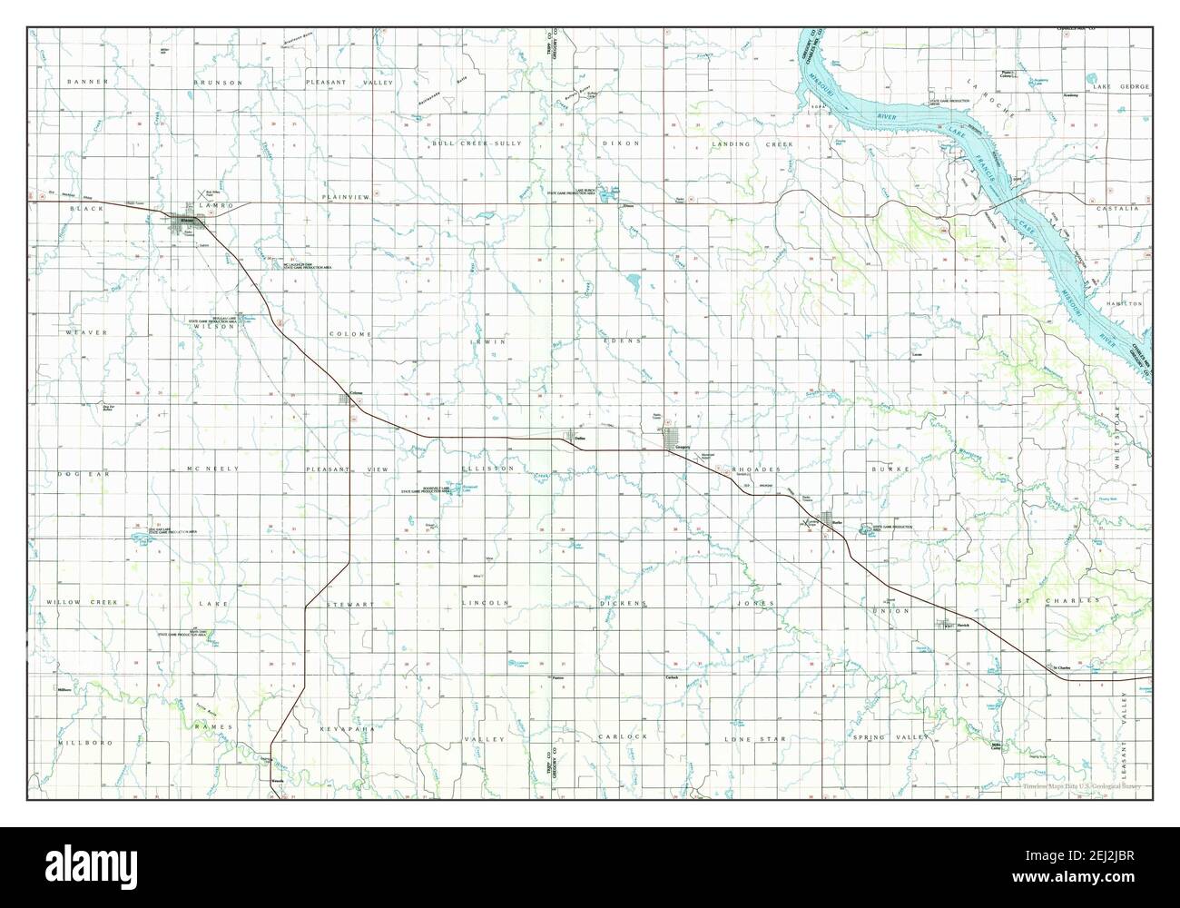 Winner, South Dakota, map 1986, 1100000, United States of America by