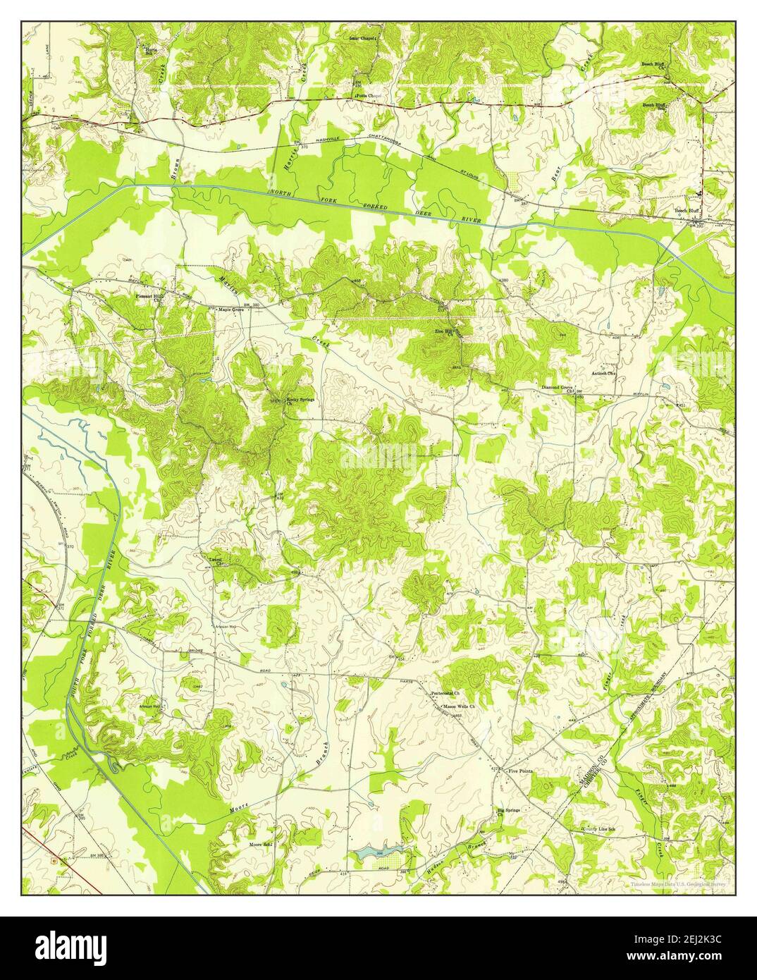 Beech Bluff, Tennessee, map 1953, 1:24000, United States of America by ...