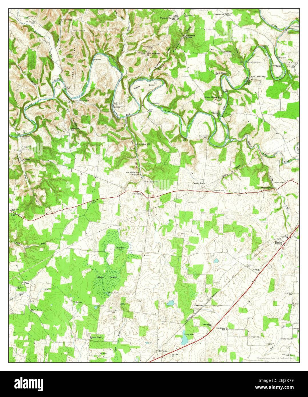 Belvidere, Tennessee, map 1947, 124000, United States of America by