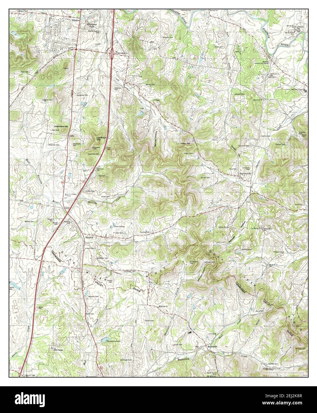 Bethesda, Tennessee, map 1982, 124000, United States of America by