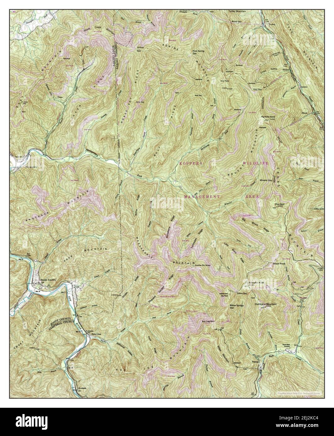 Block, Tennessee, map 1952, 124000, United States of America by