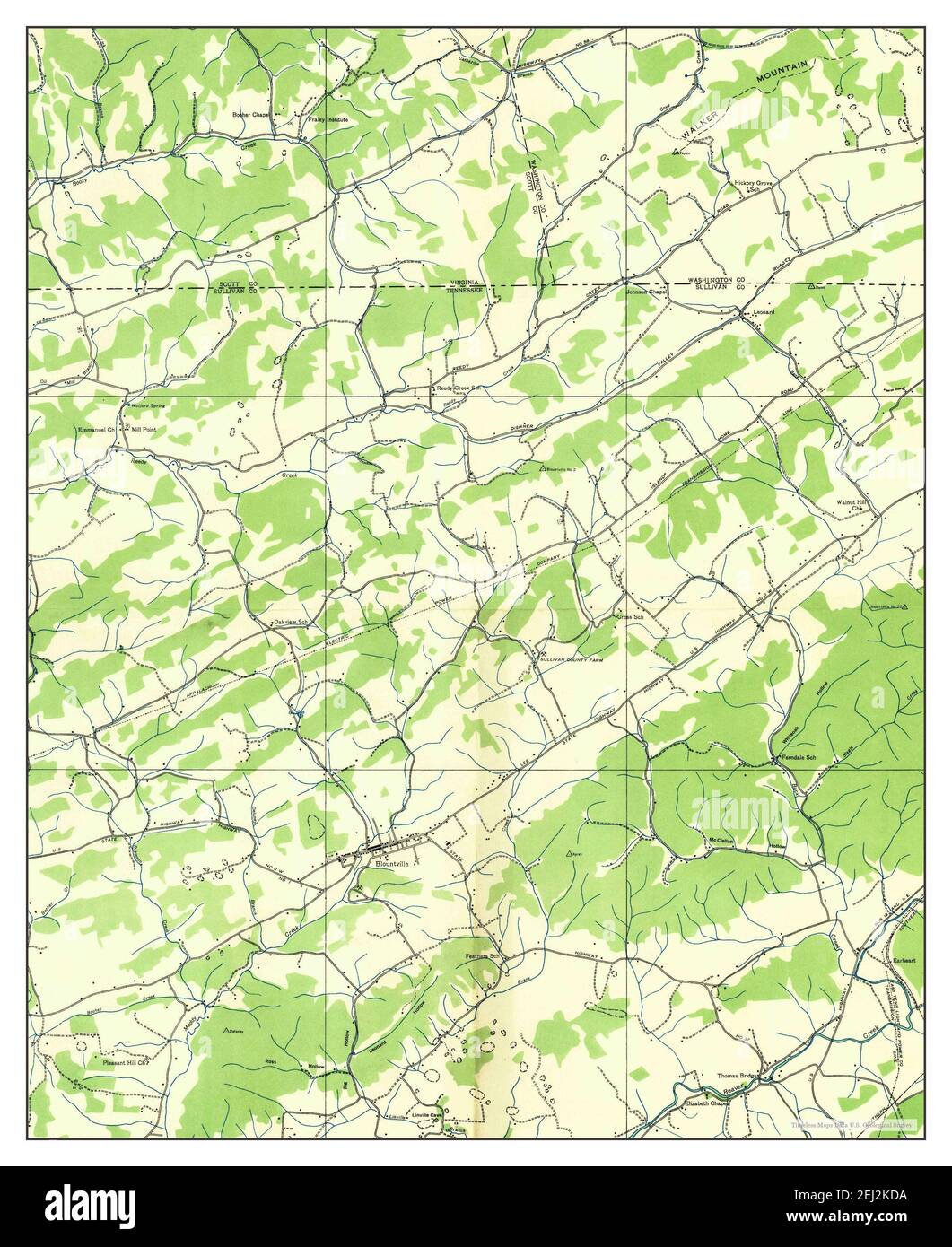 Blountville, Tennessee, map 1935, 1:24000, United States of America by  Timeless Maps, data U.S. Geological Survey Stock Photo - Alamy
