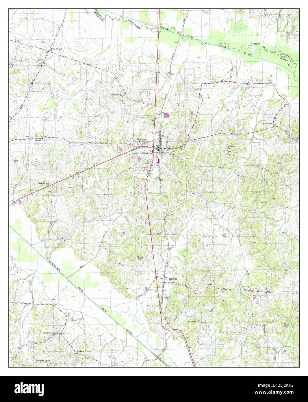 Bradford, Tennessee, map 1954, 124000, United States of America by