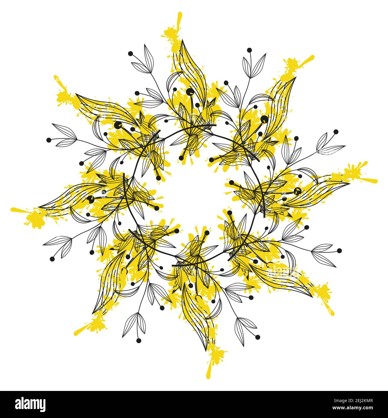 Seamless floral vector pattern with yellow flower splashes Stock Vector