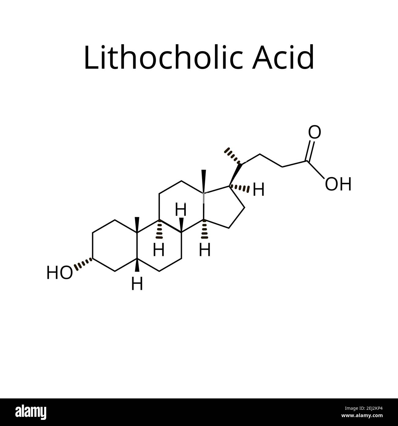Lithocholic acid. Bile acid. Chemical molecular formula Lithocholic