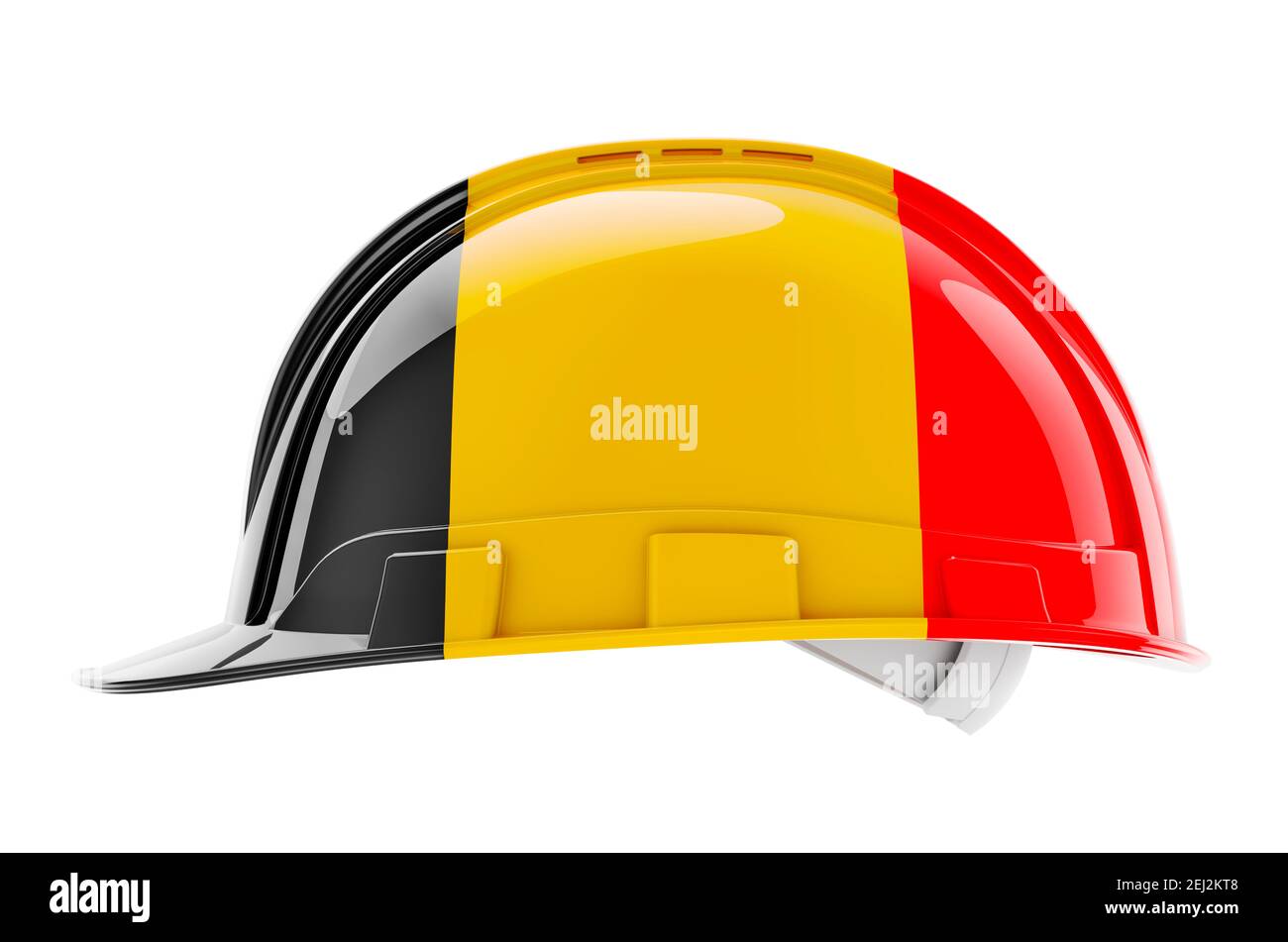 Hard hat with Belgian flag, 3D rendering isolated on white background ...