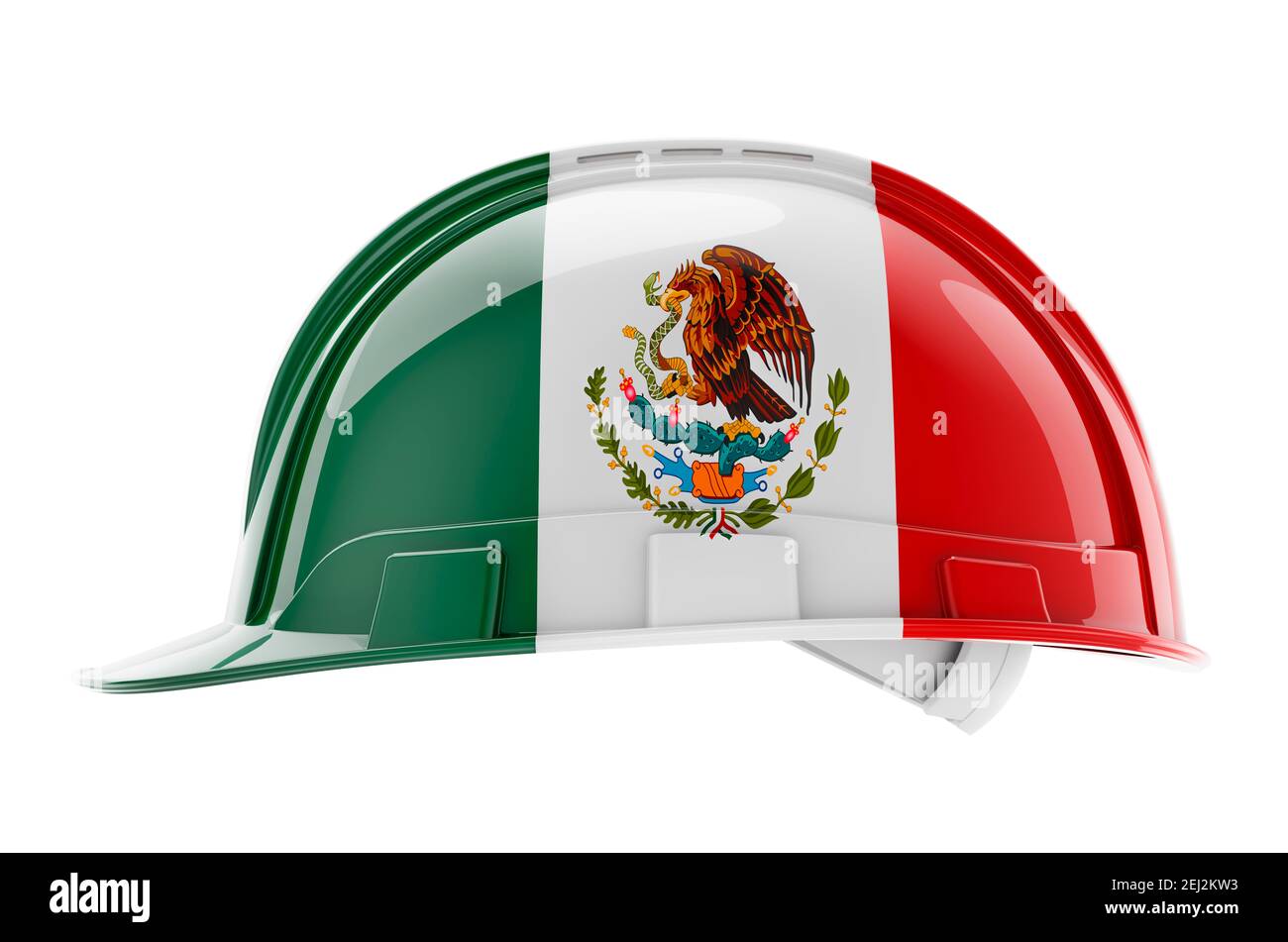 Hard hat with Mexican flag, 3D rendering isolated on white background