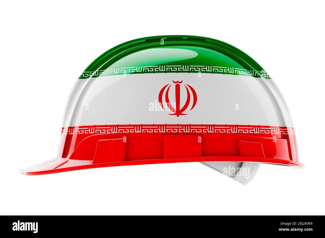 Hard hat with Iranian flag, 3D rendering isolated on white background ...