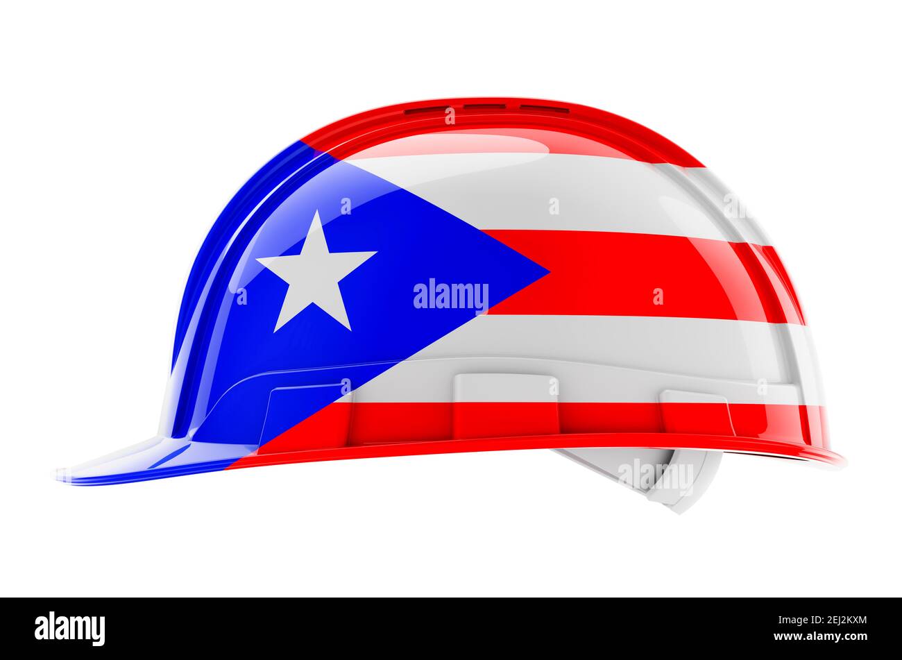 Hard hat with Puerto Rican flag, 3D rendering isolated on white ...