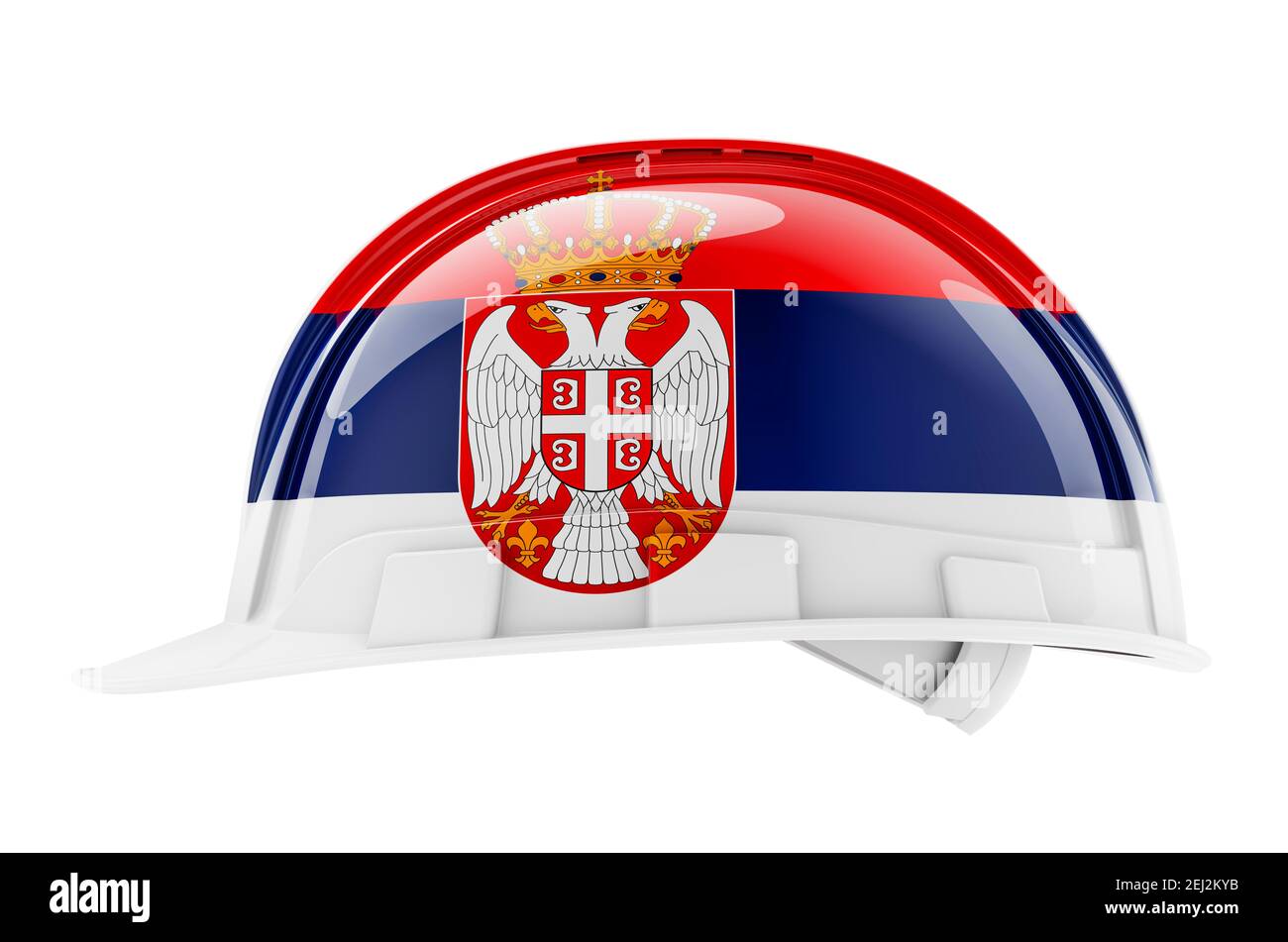 Hard hat with Serbian flag, 3D rendering isolated on white background ...