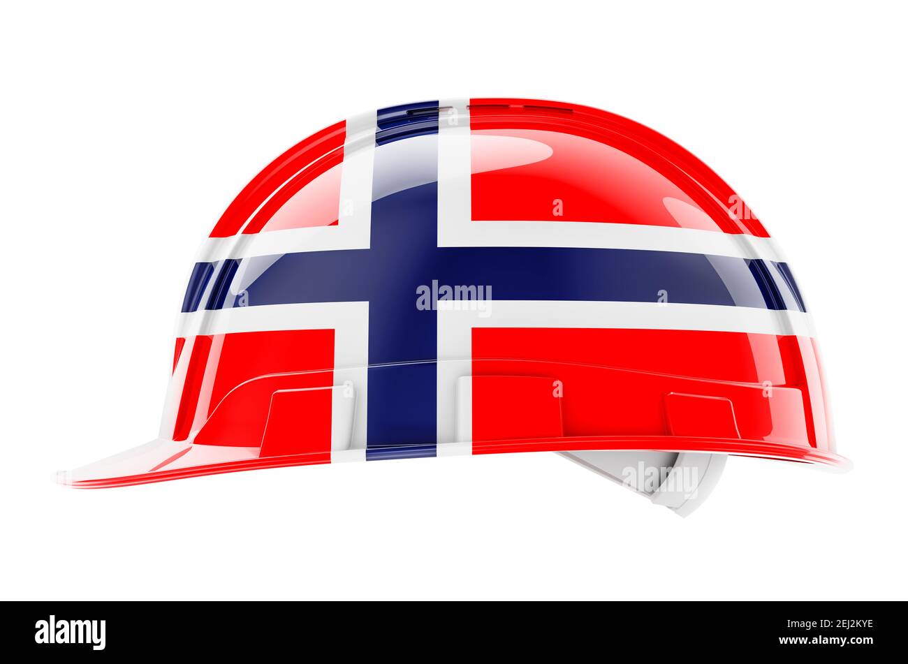 Hard hat with Norwegian flag, 3D rendering isolated on white background Stock Photo