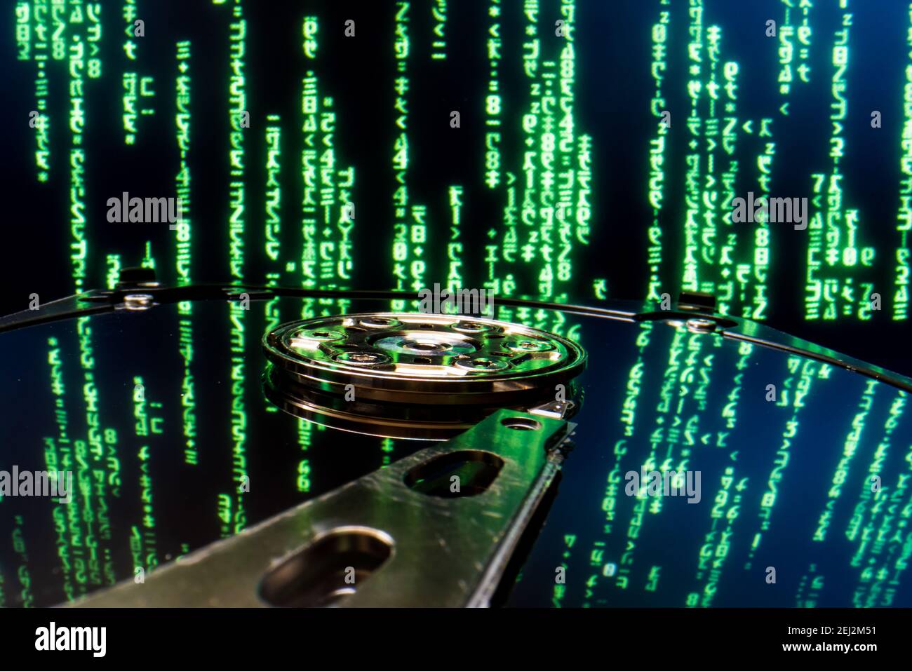 Mechanical Hard disk drive HDD with matrix patern Stock Photo Alamy