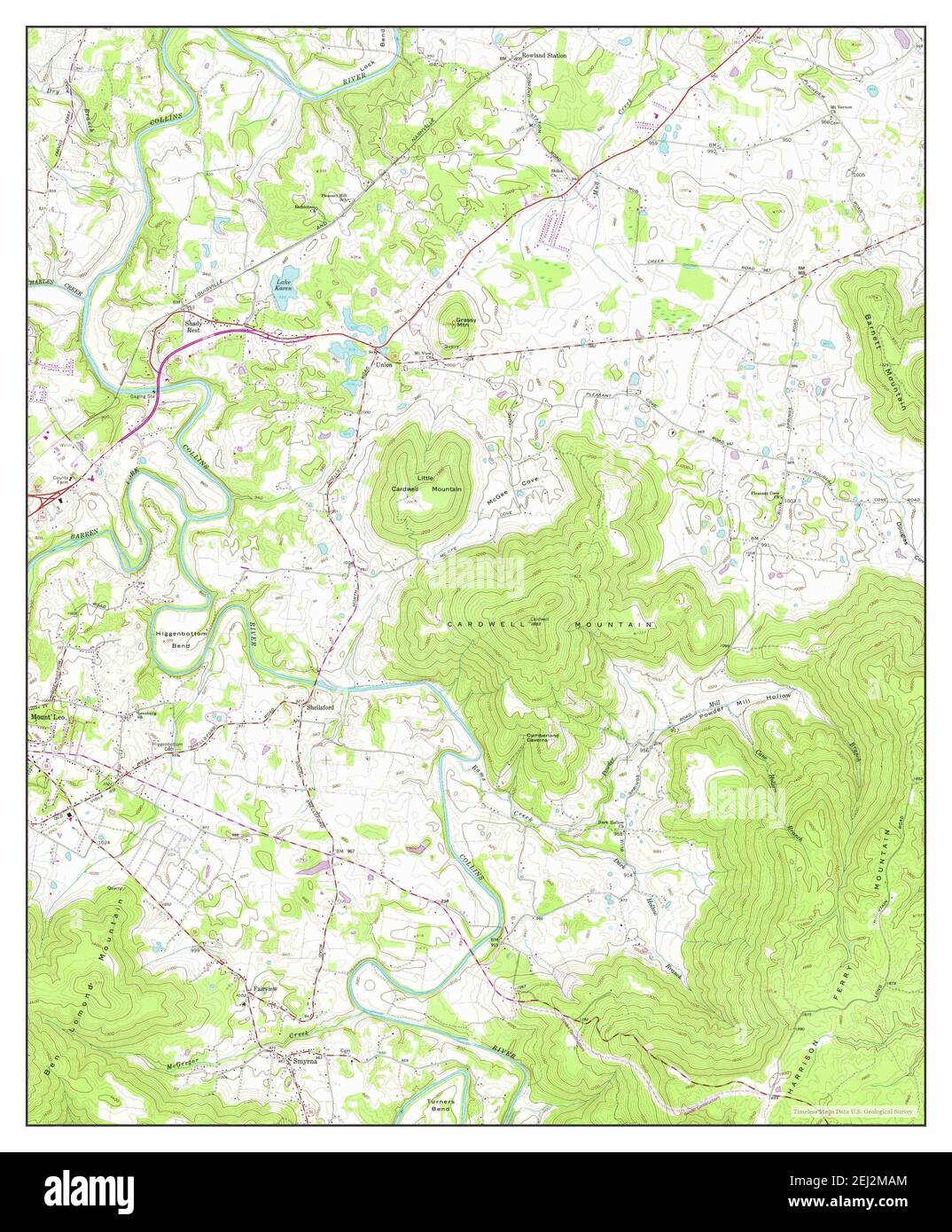 Cardwell Mountain, Tennessee, map 1957, 124000, United States of