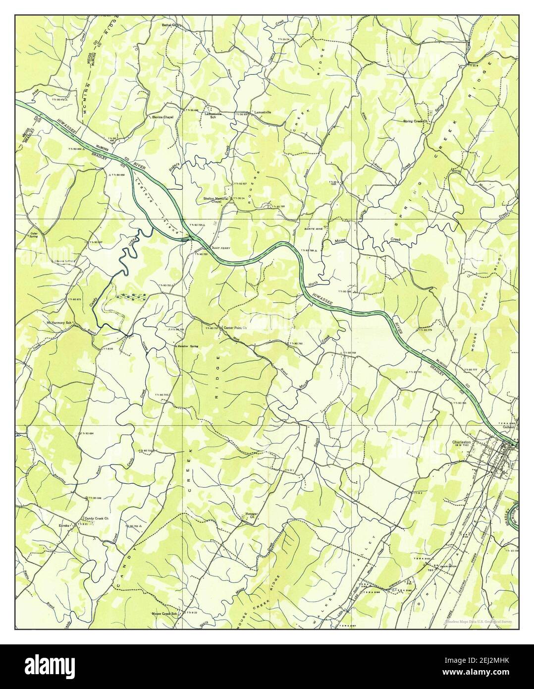 Charleston, Tennessee, map 1935, 124000, United States of America by