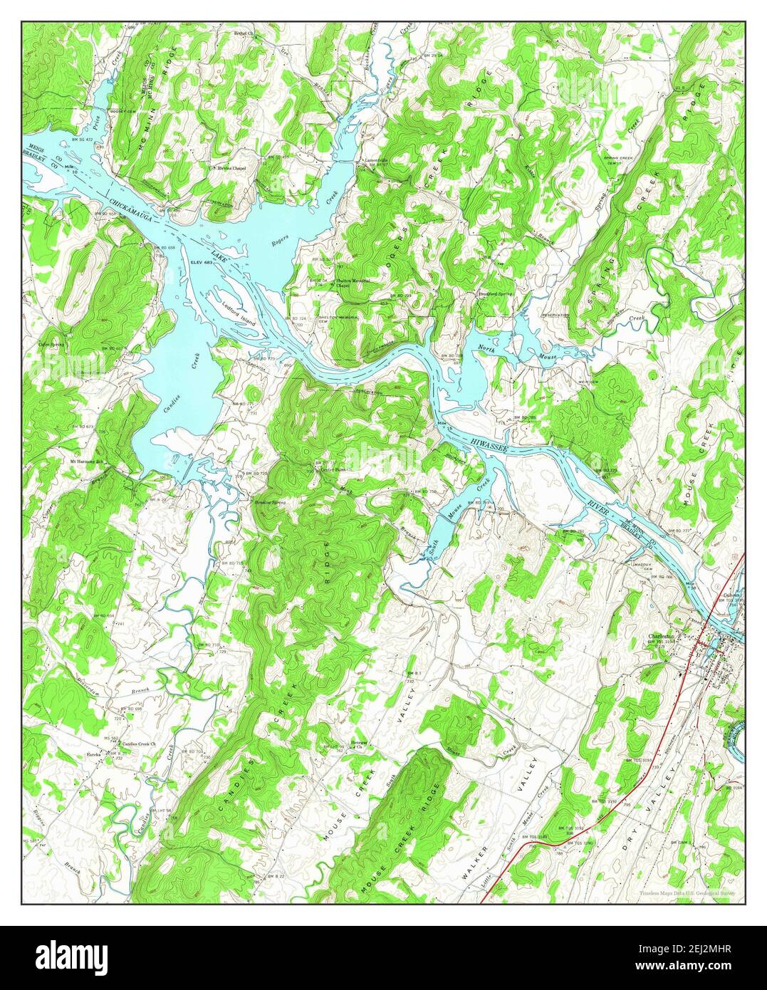 Charleston, Tennessee, map 1942, 124000, United States of America by