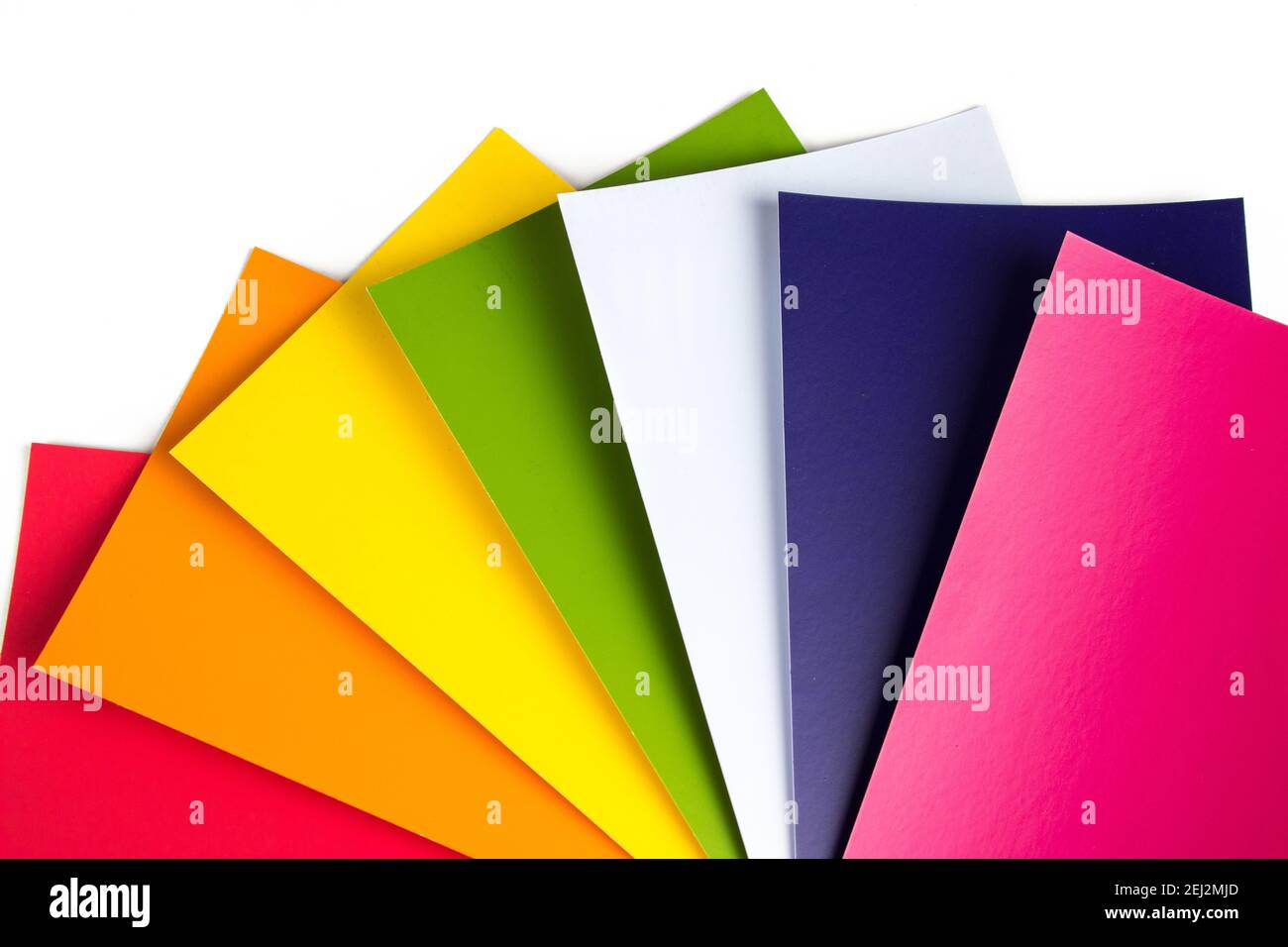 Color Guide. Rainbow sample colors catalog. RGB. CMYK. Designer color chart spectrum. Stock Photo