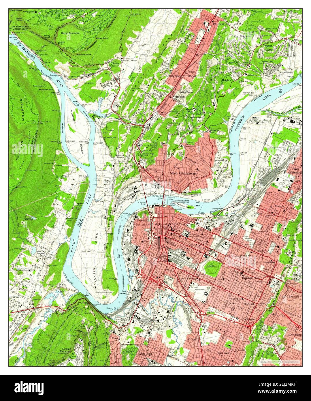 Chattanooga, Tennessee, map 1958, 124000, United States of America by