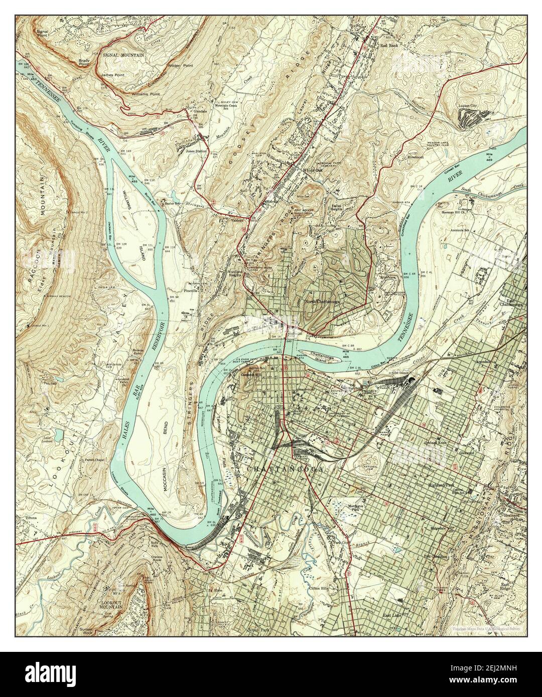 Chattanooga, Tennessee, map 1941, 124000, United States of America by