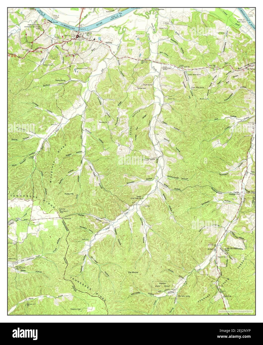 Dover, Tennessee, map 1950, 124000, United States of America by Timeless Maps, data U.S