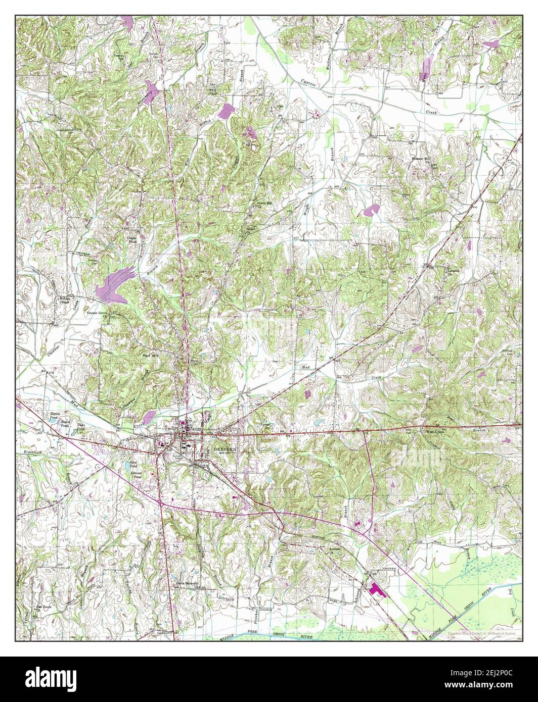 Dresden, Tennessee, map 1952, 124000, United States of America by