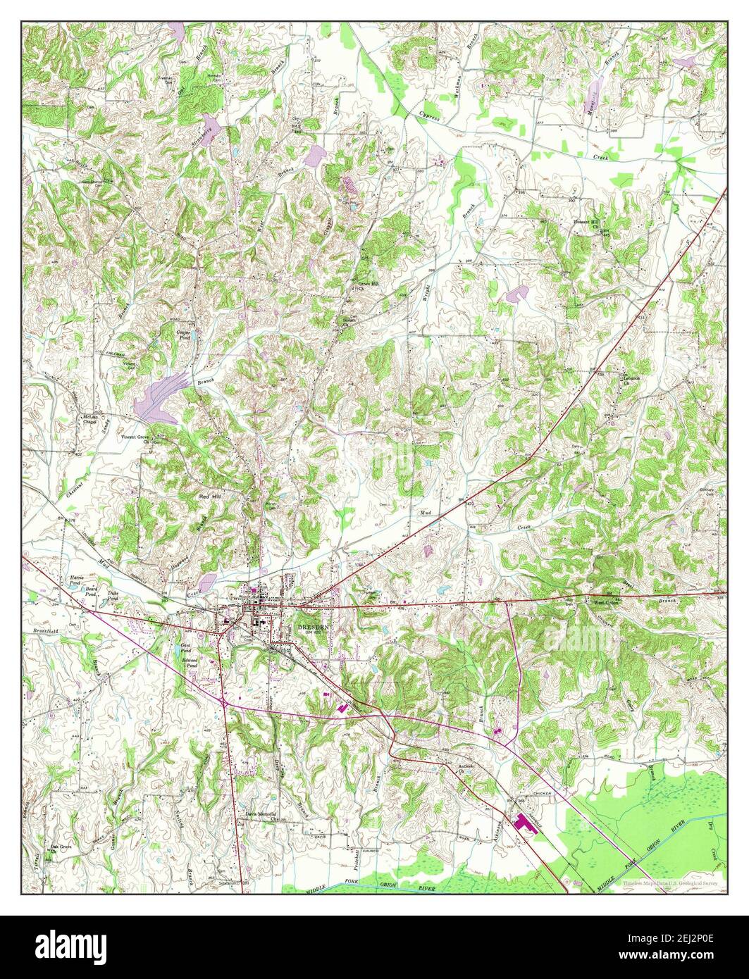 Dresden, Tennessee, map 1952, 124000, United States of America by Timeless Maps, data U.S