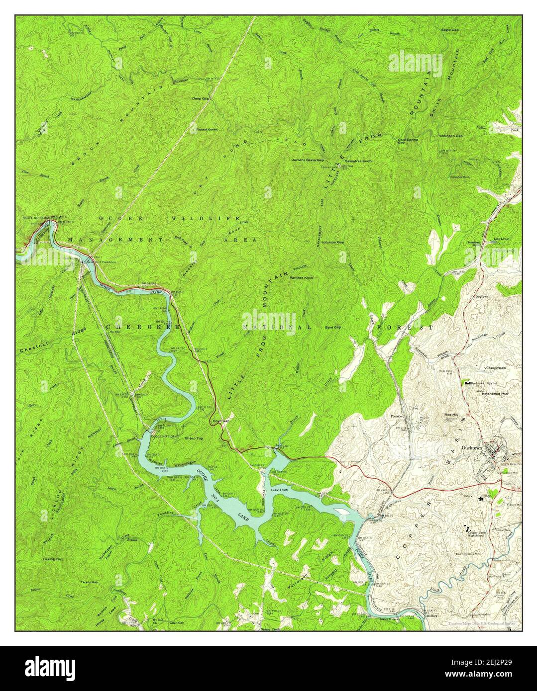 Ducktown, Tennessee, map 1957, 124000, United States of America by