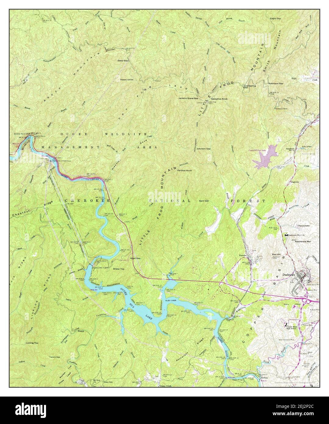 Ducktown, Tennessee, map 1957, 124000, United States of America by